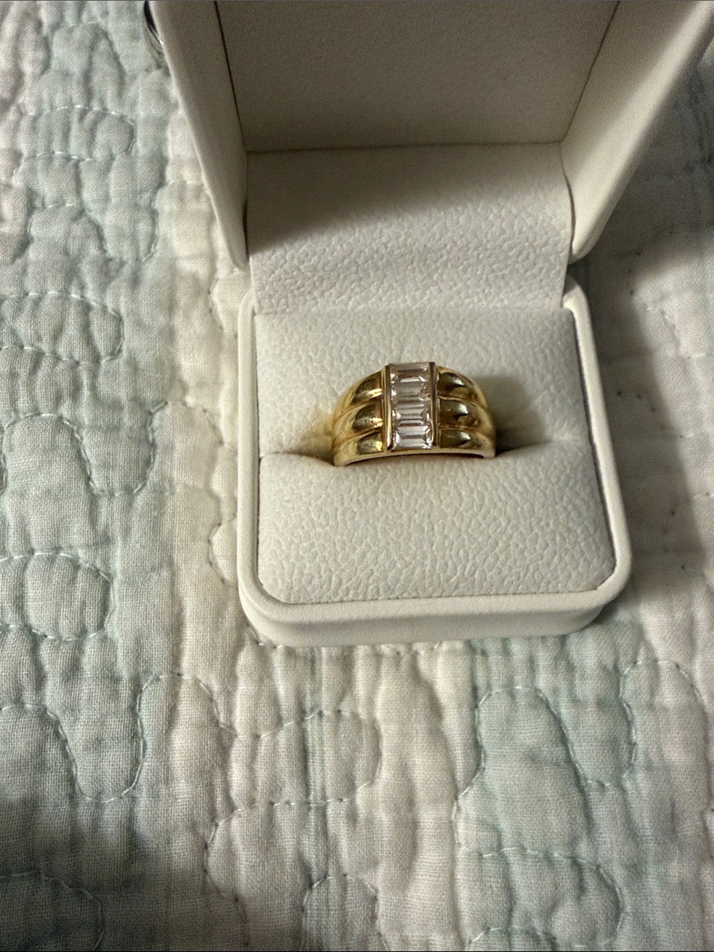 Classic Gold Ring with Baguette-Cut Stones